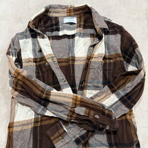 Old Navy Checkered Shirt in Brown and Cream
